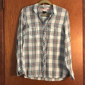 Talbots plaid blouse